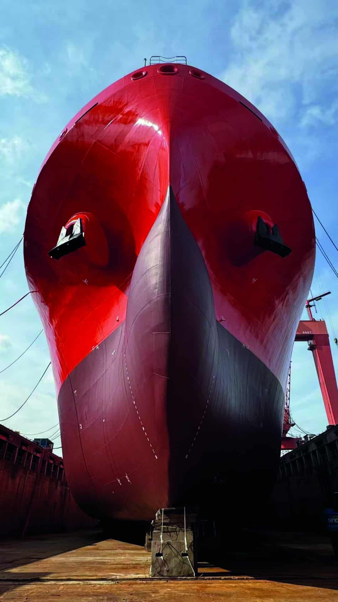The hull of newbuild S1083 in the shipyard of CIMC-SOE in China